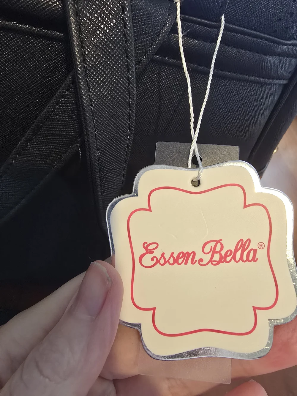 Essen Bella New with Tags Black Faux Leather Backpack w/ Tassel & Gold Medallion